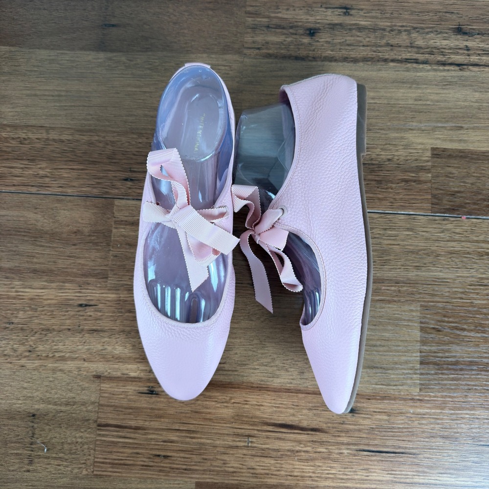 Intentionally Blank Pink Pebbled Leather Ribbon Lace Up Ballet Flats Size 9